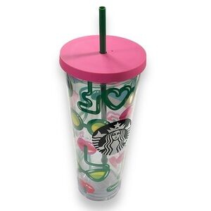 Starbucks Cup Crazy Straws Lips Glasses Cold Drink 2014 Venti Collectible 24 oz.
